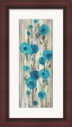 Framed Roadside Flowers II Blue Crop Print