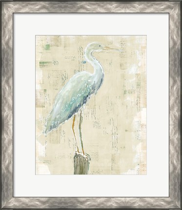 Framed Coastal Egret I v2 no Aqua Print