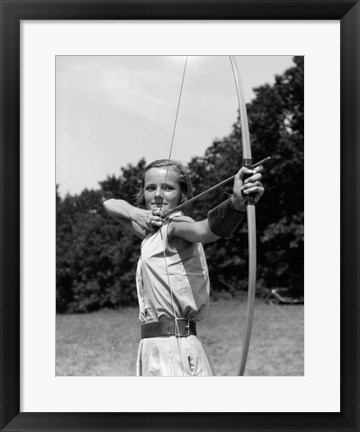 Framed 1930s Girl with Bow and Arrow Print