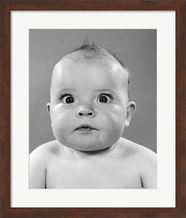 Framed 1950s Close-Up Of Baby Cross-Eyed Print