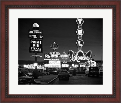 Framed 1980s Night Neon On The Strip Print