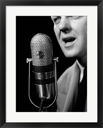 Framed 1950s Close-Up Of Man Announcer Print