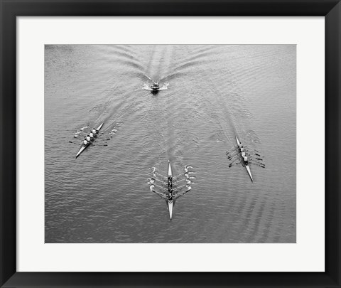 Framed 1950s Aerial View Of Rowing Competition Print