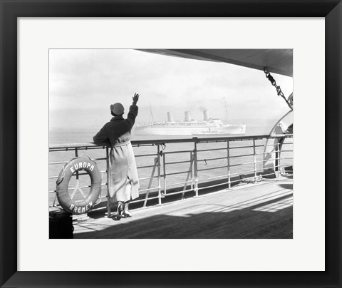 Framed 1930s Back Of Woman On Of Cruise Print