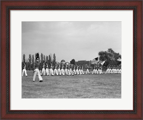 Framed 1940s Students Marching Pennsylvania Military College Print