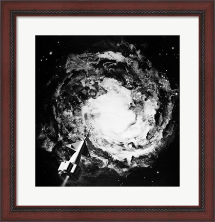 Framed 1950s 1960s Recreation Of Space Rocket Print