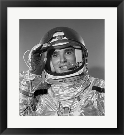 Framed 1960s Portrait Of Saluting Astronaut In Space? Print