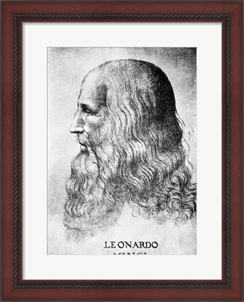 Framed Self Portrait Of Leonardo Da Vinci Circa 1512 Print