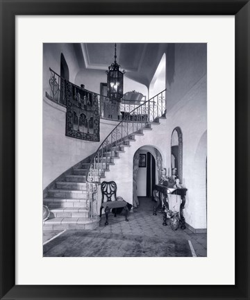 Framed 1920s Upscale Home Entry With Spiral Staircase Print