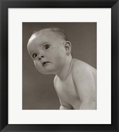 Framed 1950s Portrait Baby Leaning To Side Print