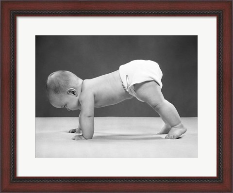 Framed 1950s Baby Girl Push Up Print