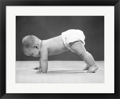 Framed 1950s Baby Girl Push Up Print