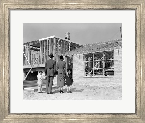 Framed 1950s Family Looking At New Home Print