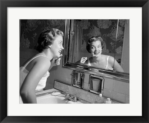 Framed 1950s Smiling Woman Print