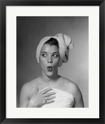 Framed 1950s Woman Making Funny Face Expression Print