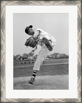Framed 1950s Teen In Baseball Uniform Print