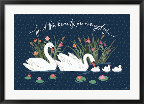 Framed Swan Lake I Print