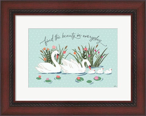 Framed Swan Lake I Mint Print