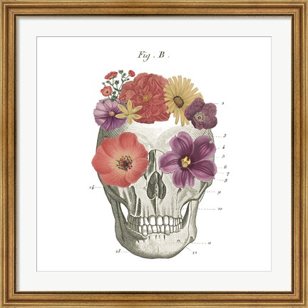 Framed Floral Skull II Print