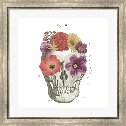 Framed Floral Skull II Print