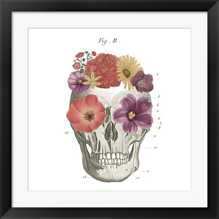 Framed Floral Skull II Print