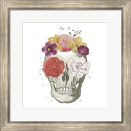Framed Floral Skull I Print