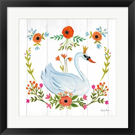 Framed Swan Love I Print