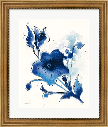 Framed Independent Blooms Blue II Print