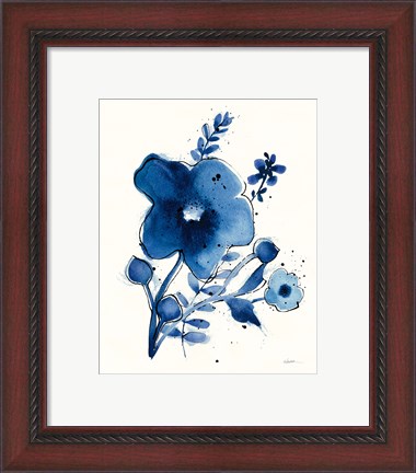 Framed Independent Blooms Blue I Print