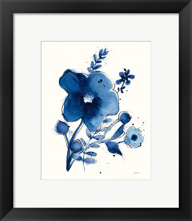 Framed Independent Blooms Blue I Print