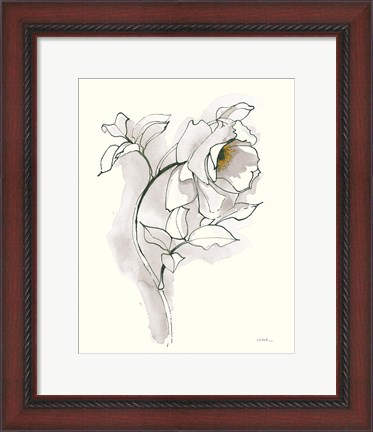 Framed Carols Roses III Soft Gray Print