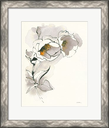 Framed Carols Roses II Taupe Print