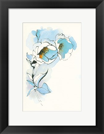 Framed Carols Roses II Blue Print