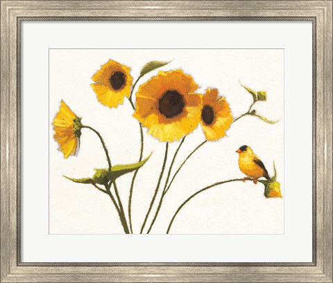 Framed Sunny Flowers on White Print