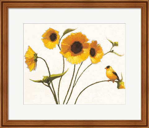 Framed Sunny Flowers on White Print