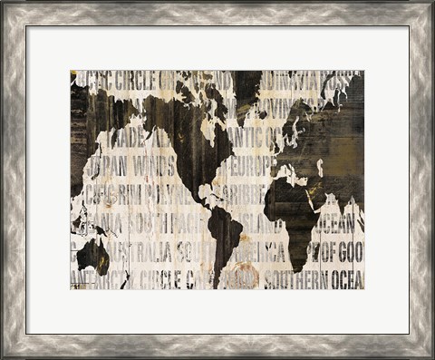 Framed Crate World Map Neutral v2 Print