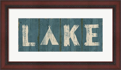 Framed Lake Lodge V Blue Print