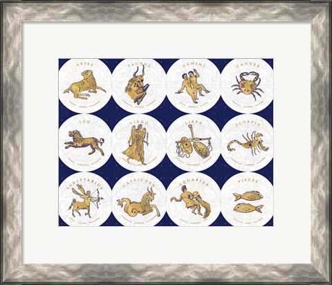 Framed Gilded Zodiac Signs Print