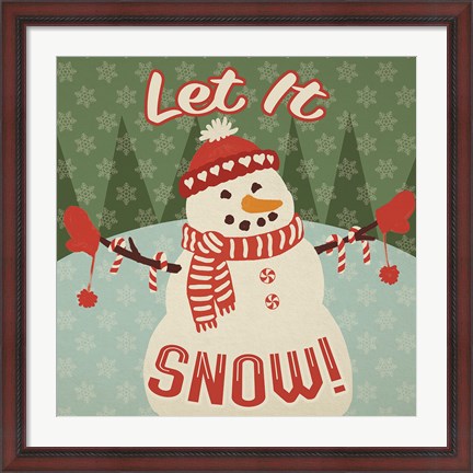 Framed Retro Christmas VII Let It Snow Print