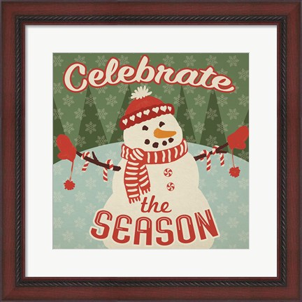 Framed Retro Christmas VII Celebrate the Season Print