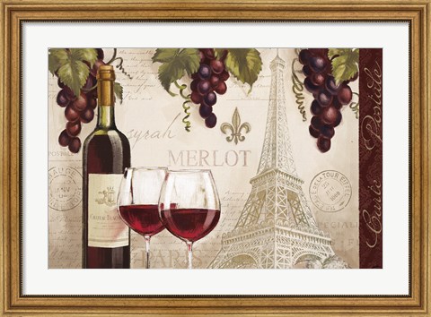 Framed Wine in Paris II Print