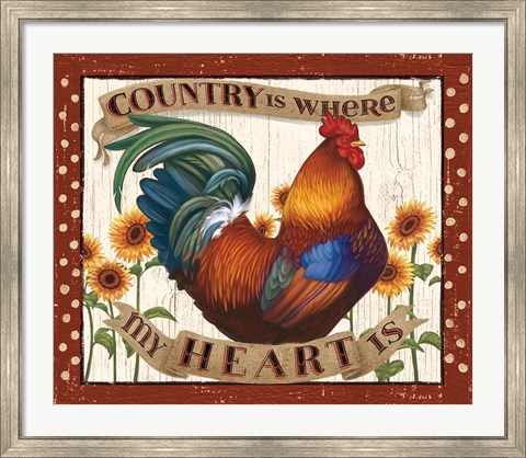 Framed Country Heart I Dots v2 Print