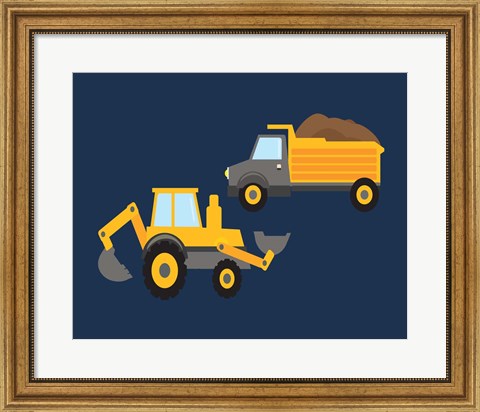 Framed Construction Wash Brush Trucks Print