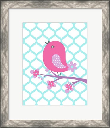 Framed Bird Floral Branch II Print