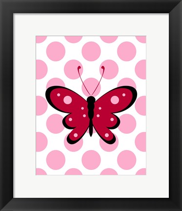 Framed Butterfly Polka Dots Print