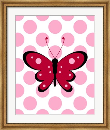 Framed Butterfly Polka Dots Print