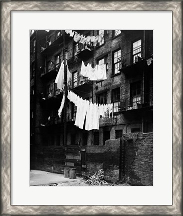 Framed 1930s Tenement Building With Laundry Print