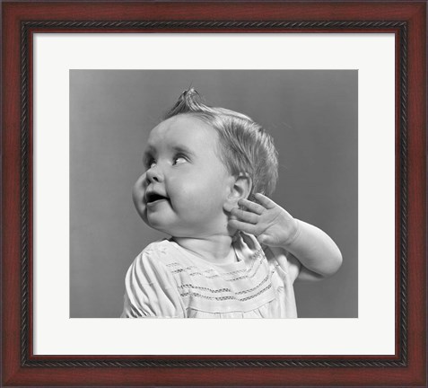 Framed 1940s 1950s Close-Up Portrait Of Baby Girl With Curls Print