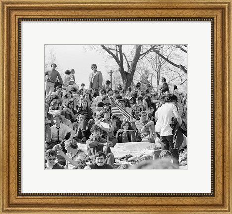 Framed 1970s April 22 1970 Crowd Attending The First Earth Day Print