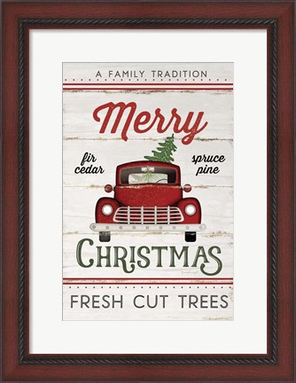 Framed Vintage Truck Merry Christmas Print
